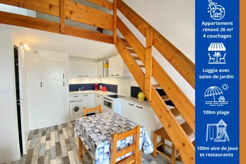 Le Marais Girard - Appartement confortable 4 personnes avec loggia dans résidence 1ère ligne - 100m mer
