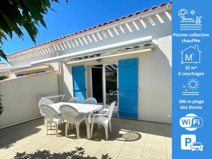 QUARTIER DES DUNES - RESIDENCE AVEC PISCINE ext. CHAUFFEE ET TENNIS COLLECTIFS - ACCES DIRECT A LA PLAGE - WIFI